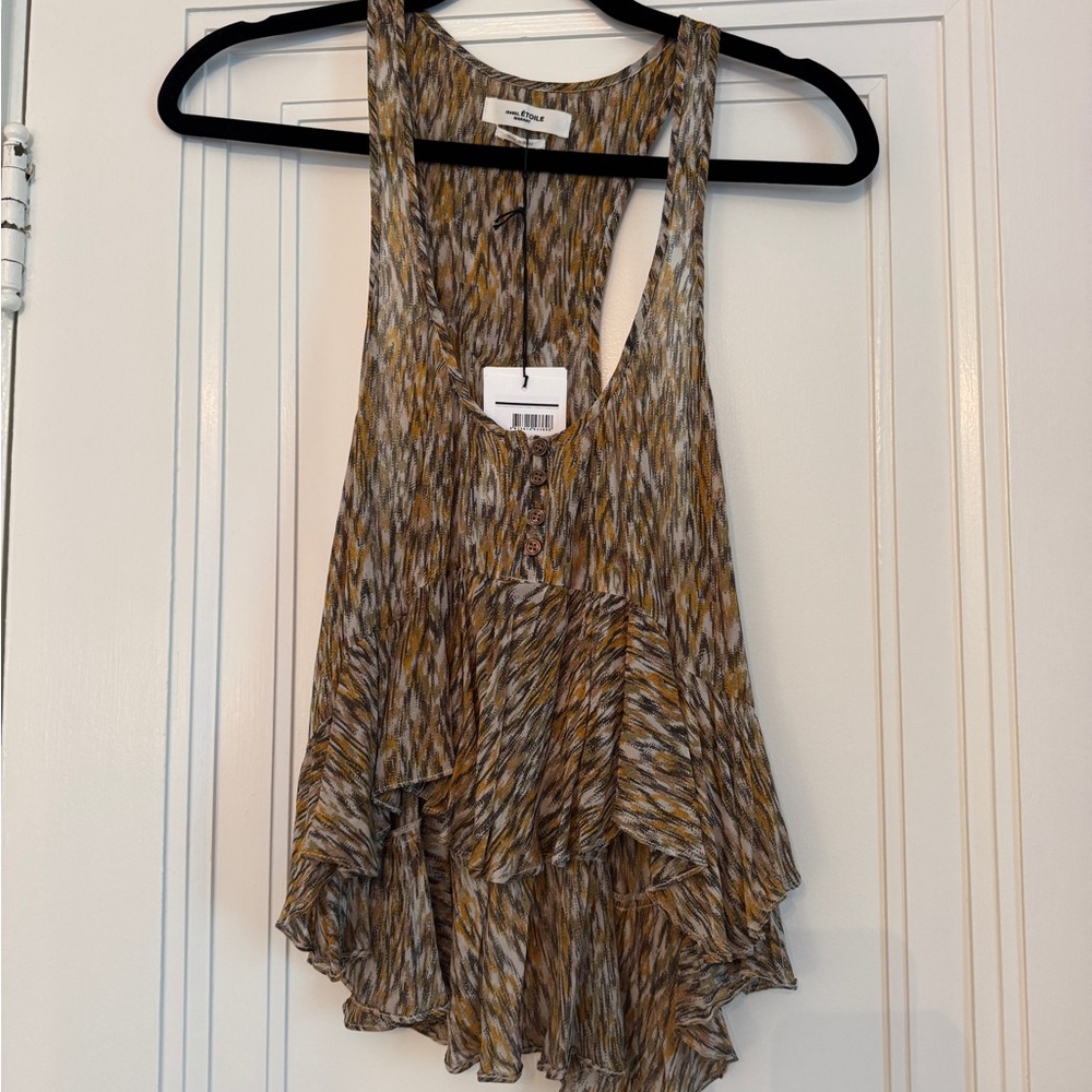 Isabel Marant Brown and Tan Sleeveless Top